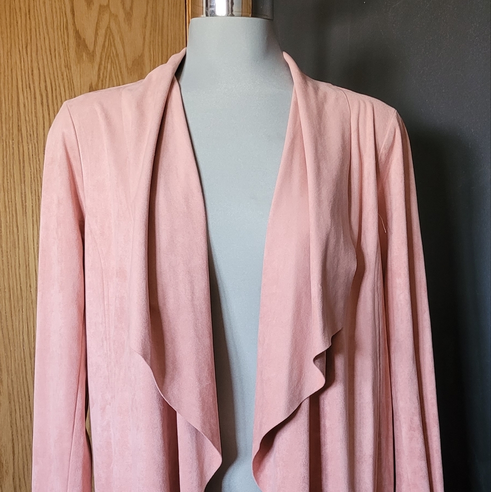 Pink Faux-Suede Bat Wing Jacket